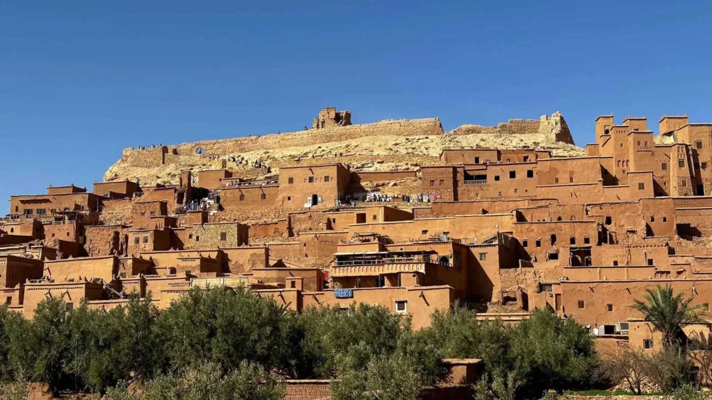 Ait Ben Haddou earthen kasbah landscape in southern Morocco
