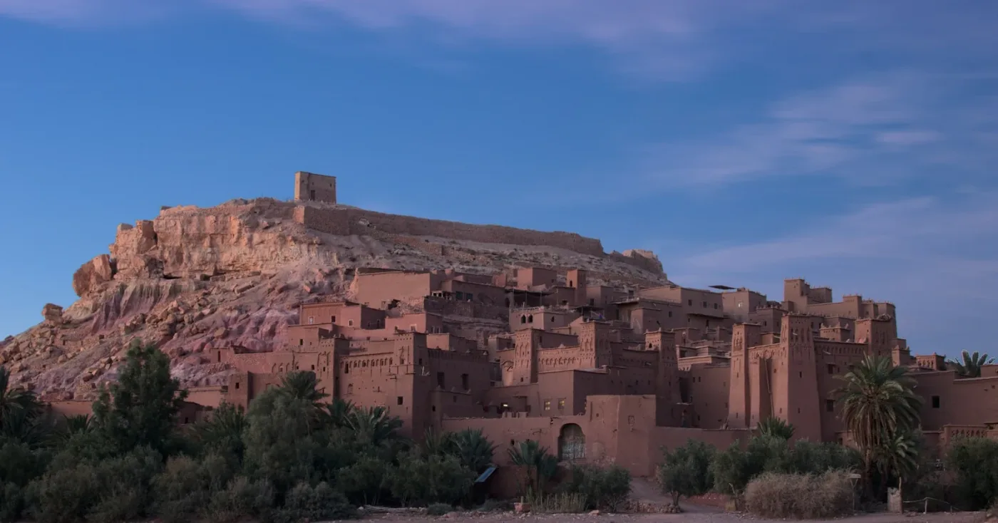 Earthen buildings at Aït Ben Haddou on a southern Morocco route