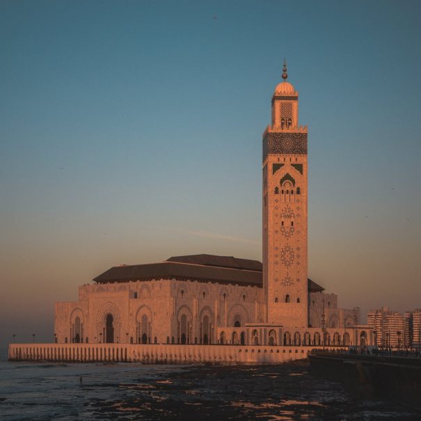 architectural photography of hassan ii mosque